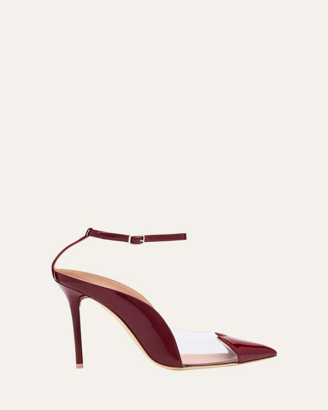 Malia M-Shaped Pointed Cap Toe Leather Pumps